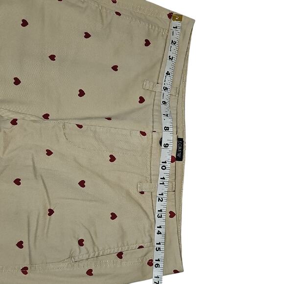 J. Crew High Rise Cream Pants with Red Heart Pattern - Picture 5 of 8